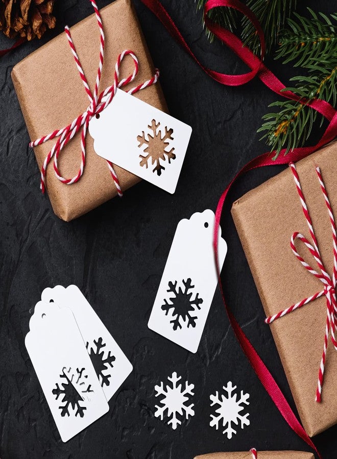 جيجاكرافت بطاقات هدايا عيد الميلاد من jijAcraft - 100 بطاقة مع خيط، ملصقات أسماء فارغة، أشجار ورقية بيضاء مجوفة، رودولف، ملصقات على شكل ندفات ثلجية لهدايا حفلات عيد الميلاد، والأعمال اليدوية، والبرطمانات - Image 5